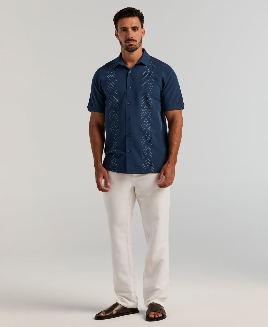 Geometric Embroidered Shirt (Insignia Blue) 