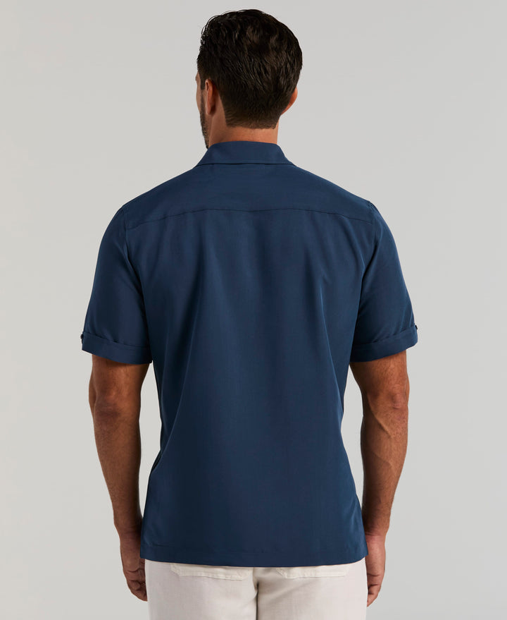 Geometric Embroidered Shirt (Insignia Blue) 