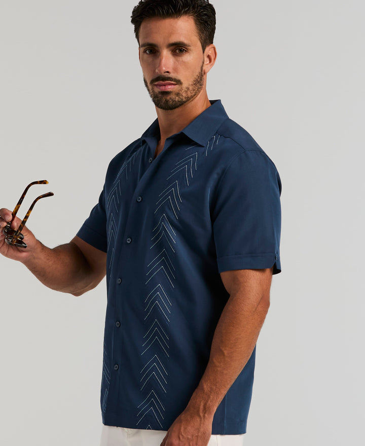 Geometric Embroidered Shirt (Insignia Blue) 