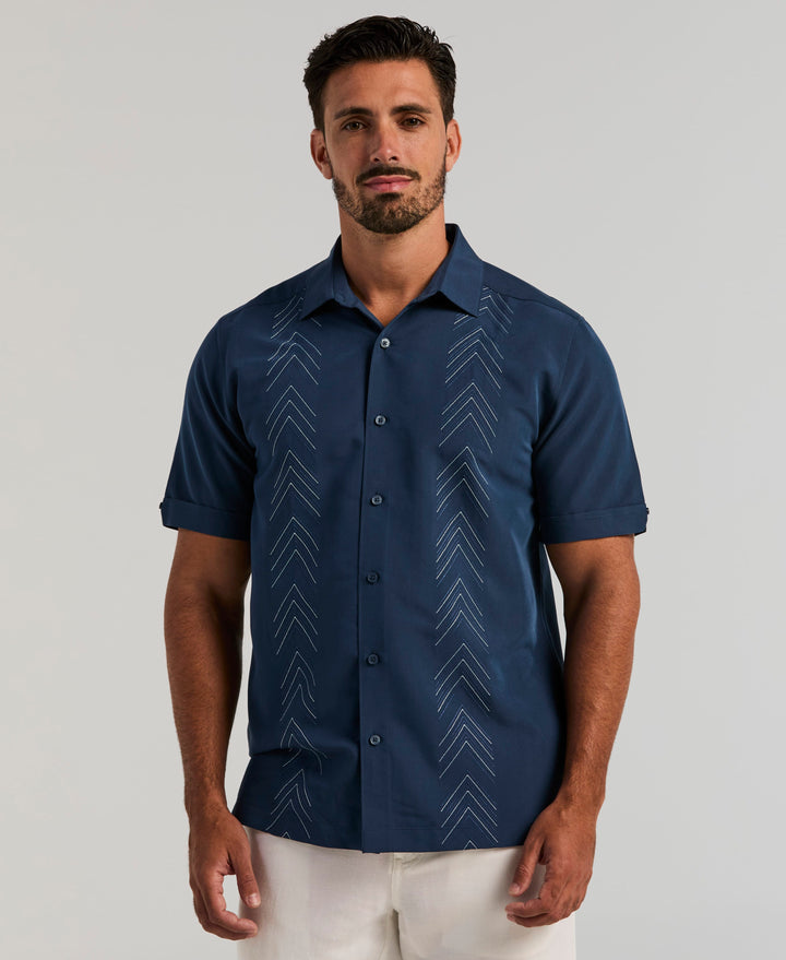 Geometric Embroidered Shirt (Insignia Blue) 