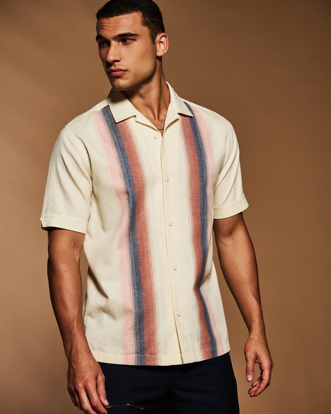 Gradient Panel Print Shirt-Casual Shirts-Cubavera