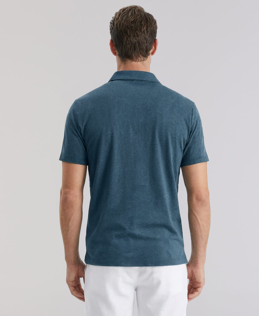 Heather Patterned Polo Shirt (Aegean Blue Htr) 