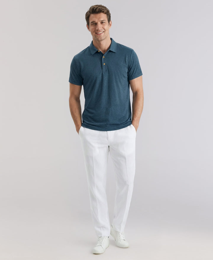 Heather Patterned Polo Shirt (Aegean Blue Htr) 