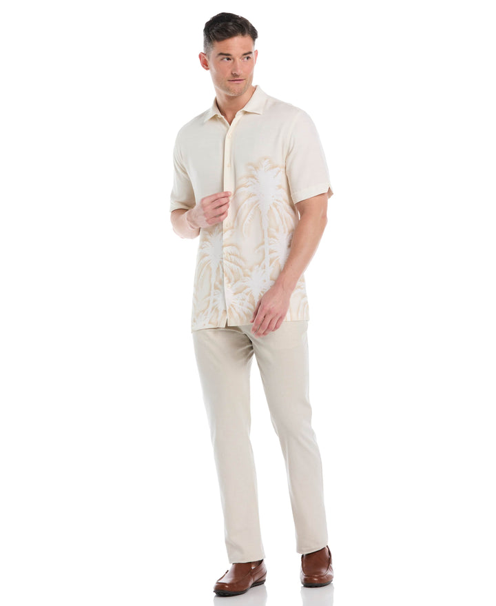 Indigo Batik Palm Print Shirt (Egret) 