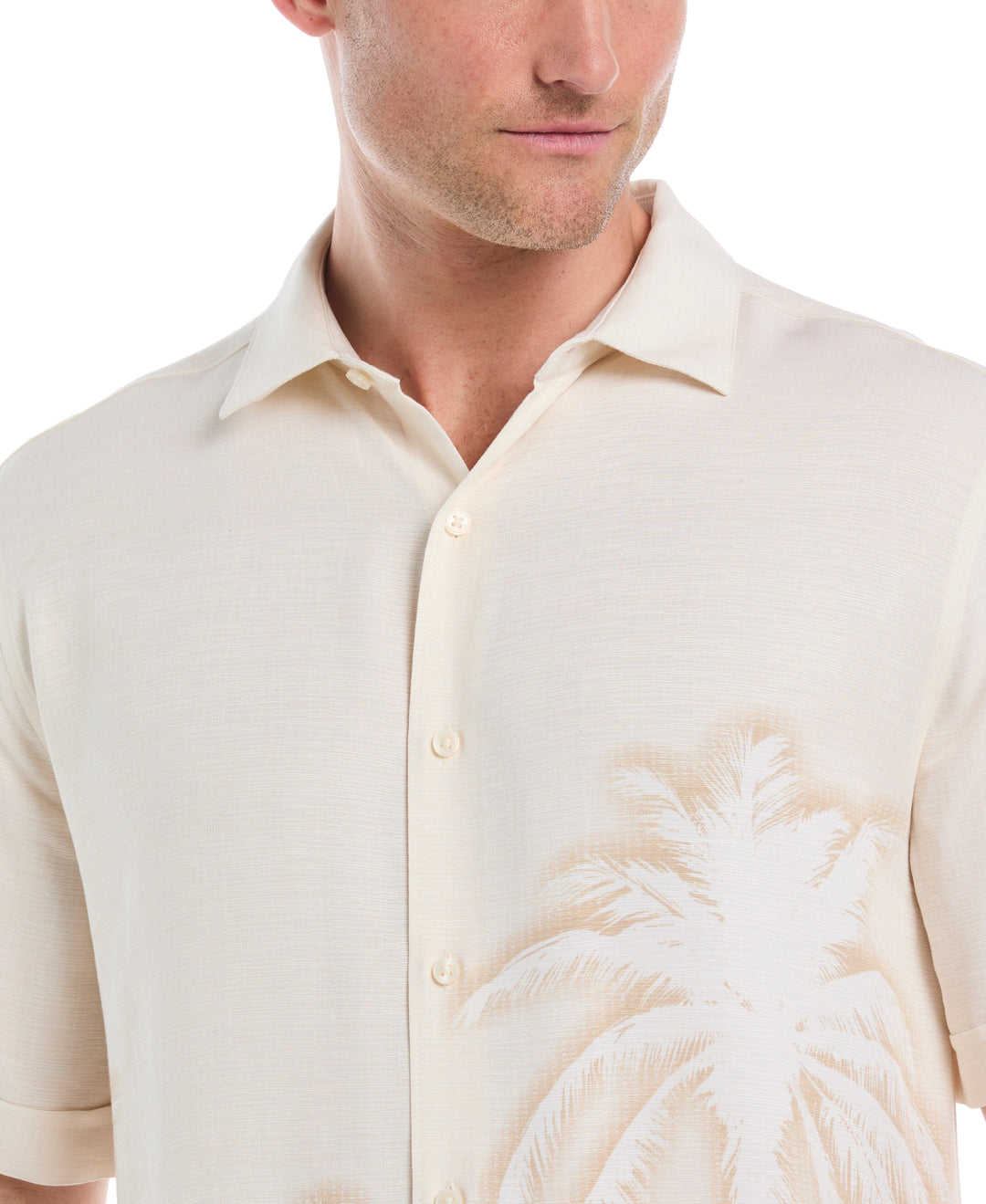 Indigo Batik Palm Print Shirt (Egret) 