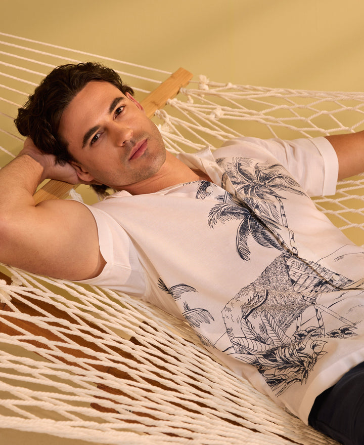 Island Scenic Print Shirt-Casual Shirts-Cubavera