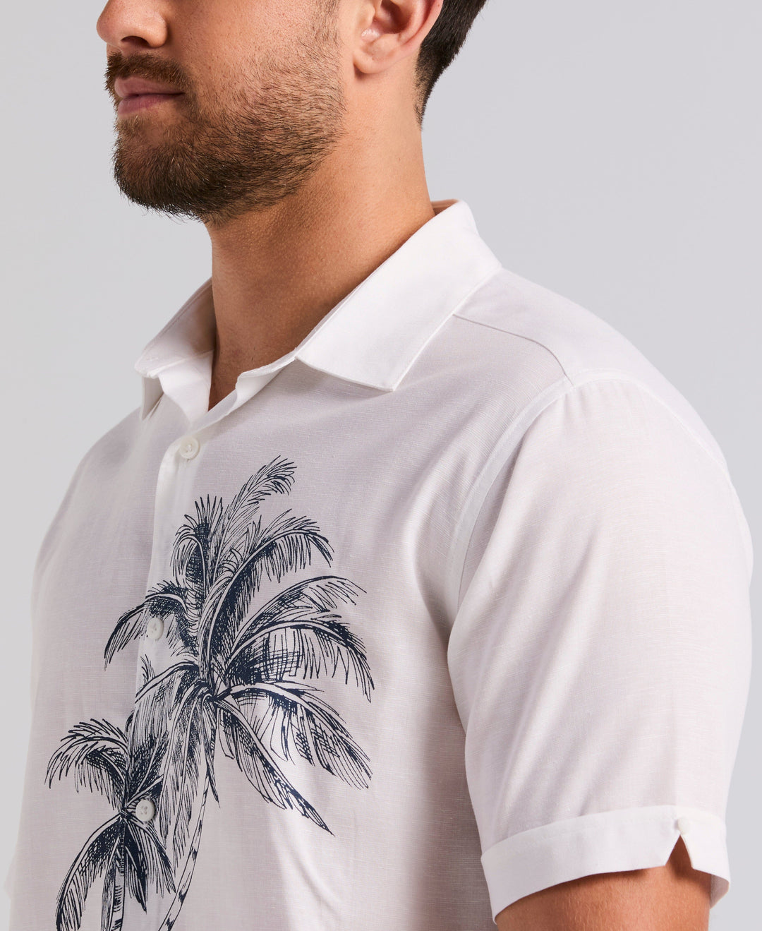 Island Scenic Print Shirt (Brilliant White) 