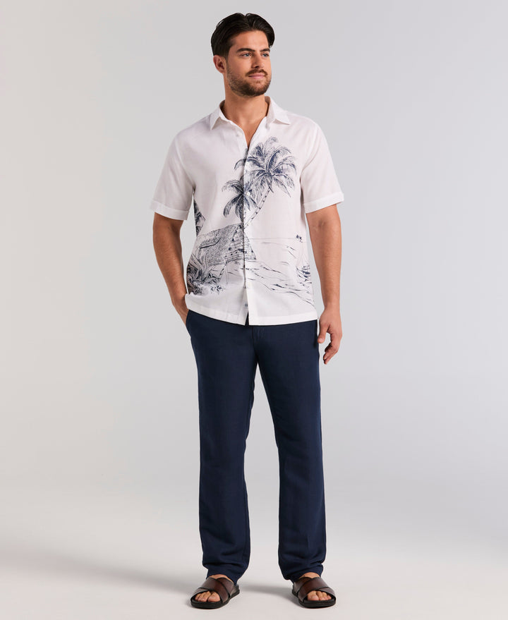 Island Scenic Print Shirt (Brilliant White) 