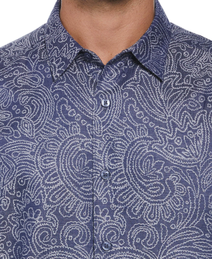 Jacquard Abstract Floral Paisley Print Shirt (Oceana) 