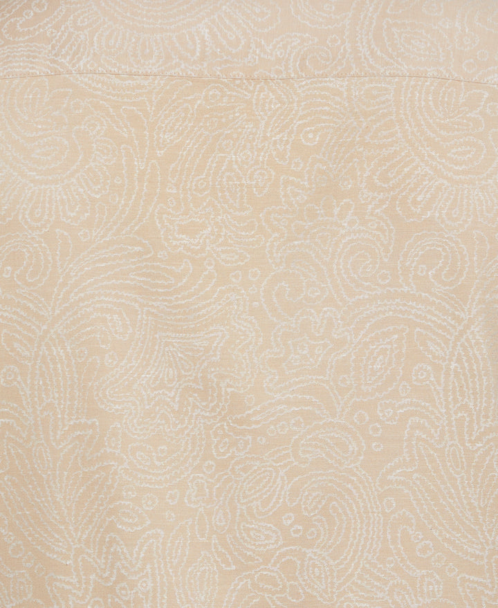 Jacquard Abstract Floral Paisley Print Shirt (Irish Cream) 