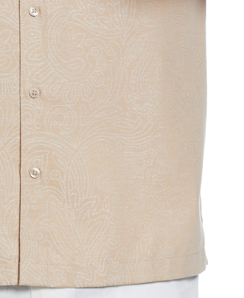 Jacquard Abstract Floral Paisley Print Shirt (Irish Cream) 