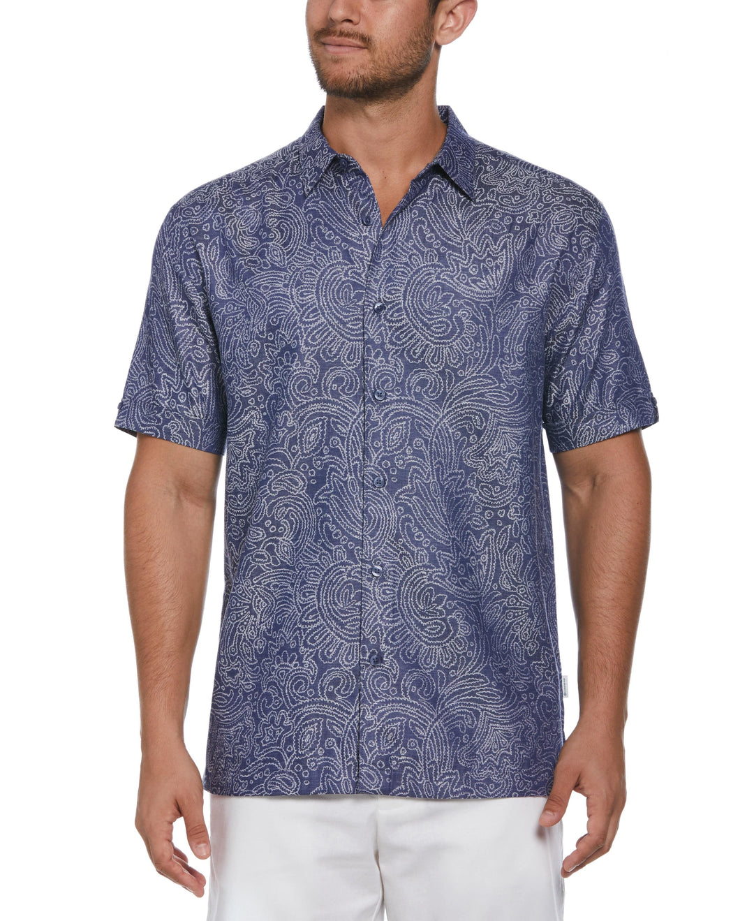 Jacquard Abstract Floral Paisley Print Shirt (Oceana) 