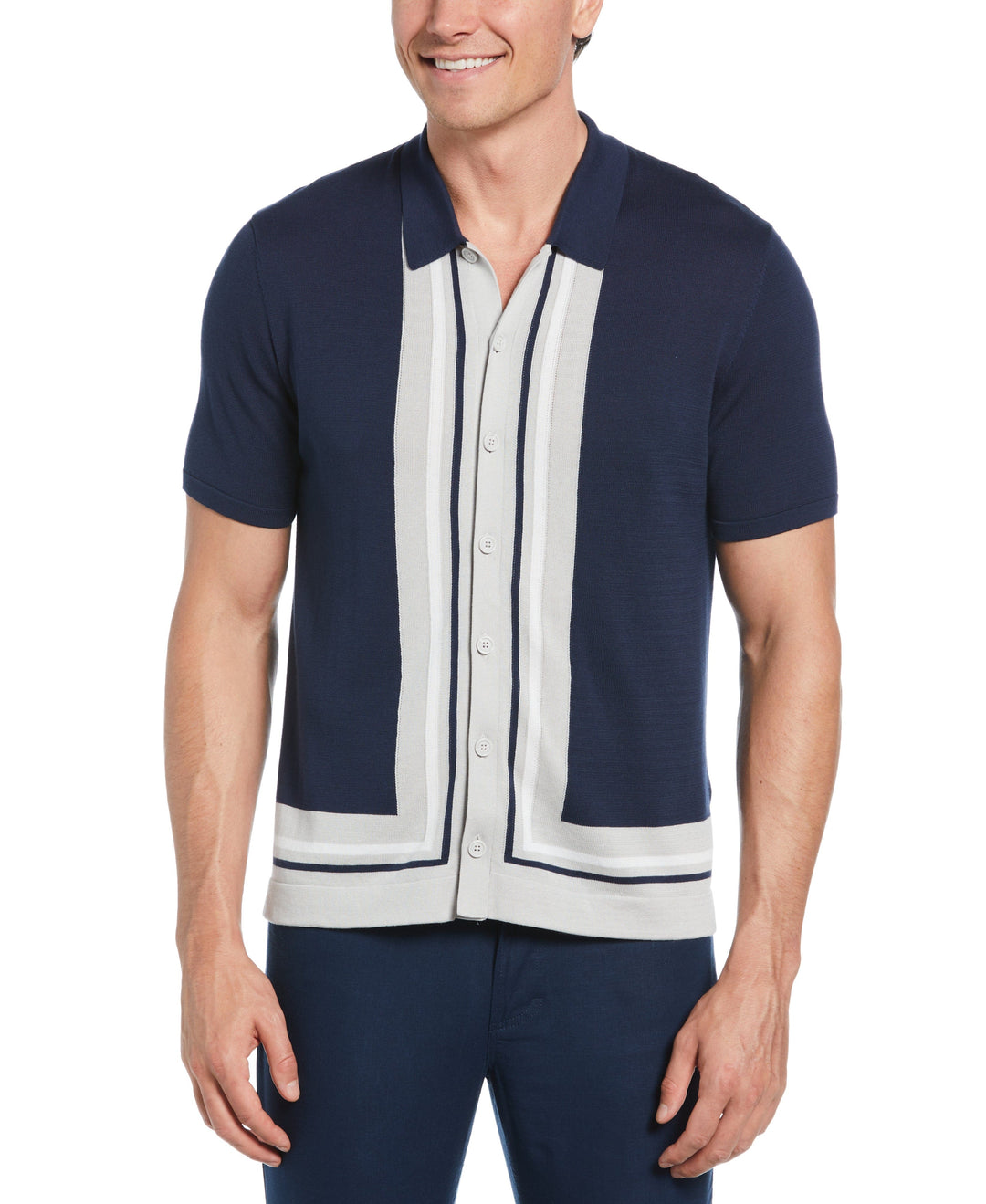 L-Shape Color Block Lightweight Sweater (Navy Iris) 