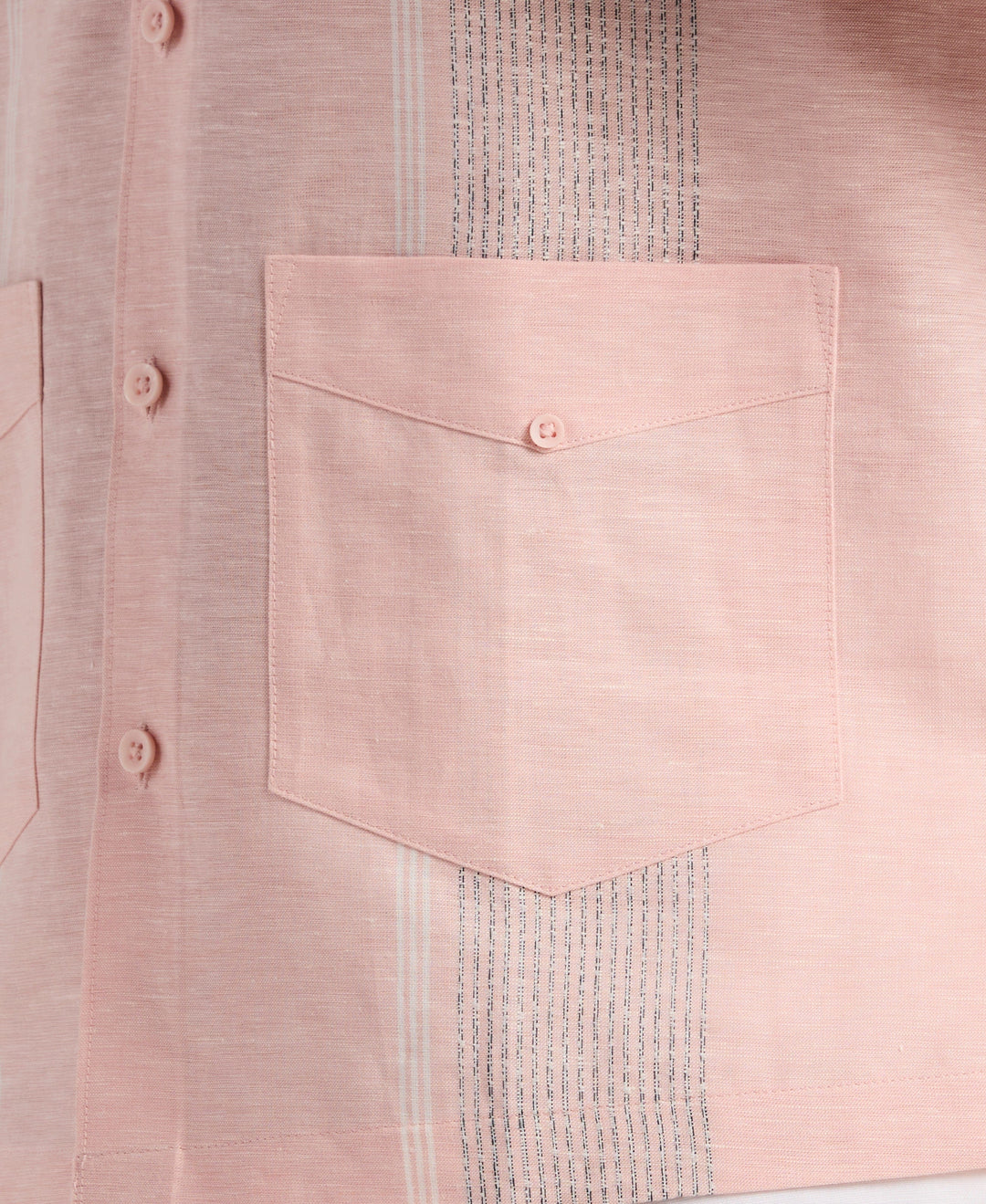 Linen Blend 2-Pocket Guayabera Shirt (Peach Beige) 