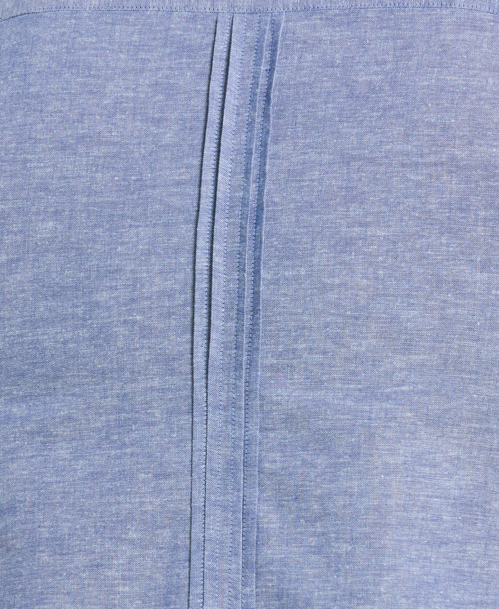 Linen Blend 4-Pocket Guayabera Shirt (True Blue) 