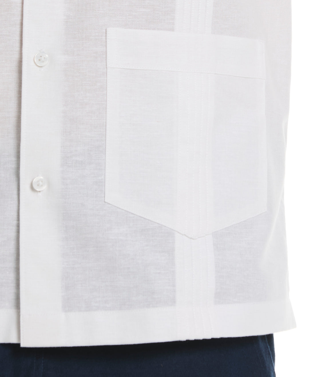 Linen Blend 4-Pocket Guayabera Shirt (Egret) 