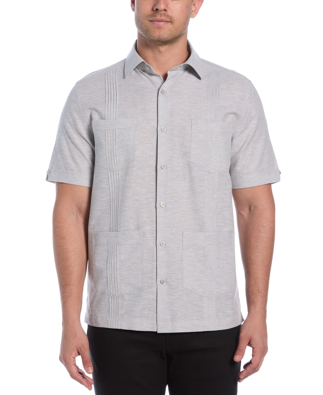 Linen Blend 4-Pocket Guayabera Shirt (Ultimate Gray) 