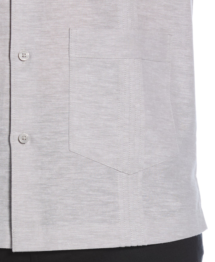 Linen Blend 4-Pocket Guayabera Shirt (Ultimate Gray) 