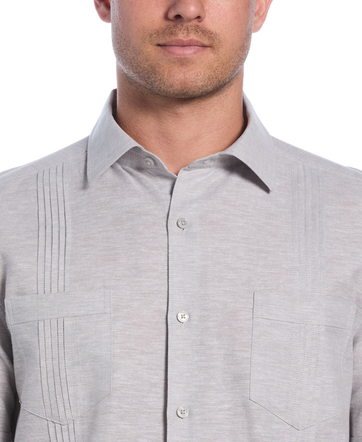 Linen Blend 4-Pocket Guayabera Shirt (Ultimate Gray) 