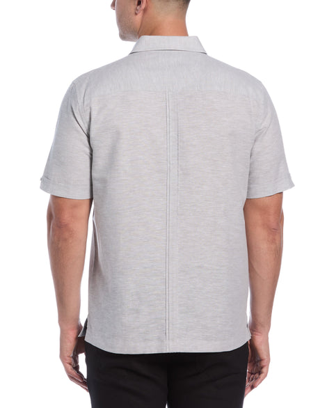 Linen Blend 4-Pocket Guayabera Shirt (Ultimate Gray) 