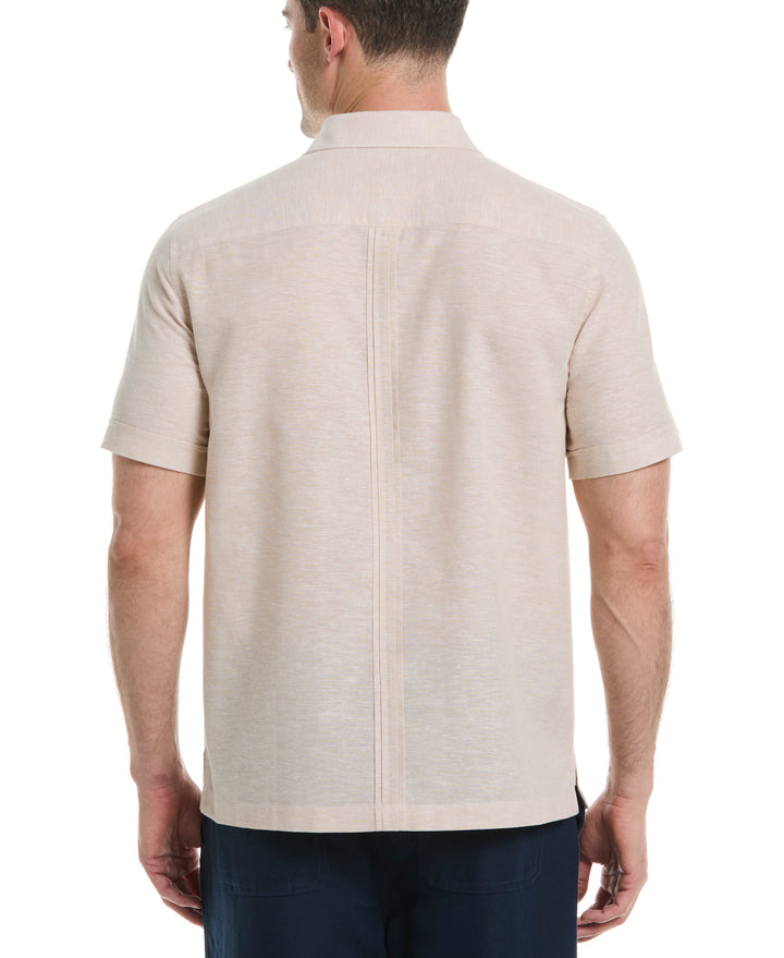 Linen Blend 4-Pocket Guayabera Shirt (Irish Cream) 