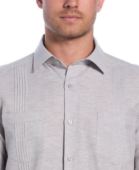 Linen Blend 4-Pocket Guayabera Shirt (Ultimate Gray) 