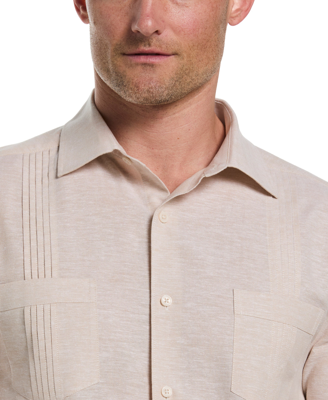 Linen Blend 4-Pocket Guayabera Shirt (Irish Cream) 