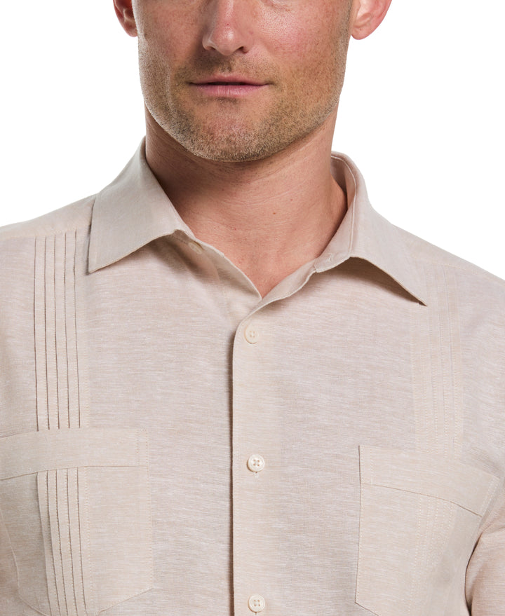 Linen Blend 4-Pocket Guayabera Shirt (Irish Cream) 