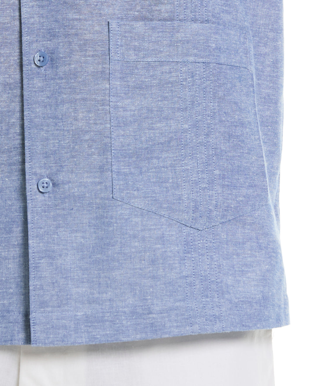Linen Blend 4-Pocket Guayabera Shirt (True Blue) 