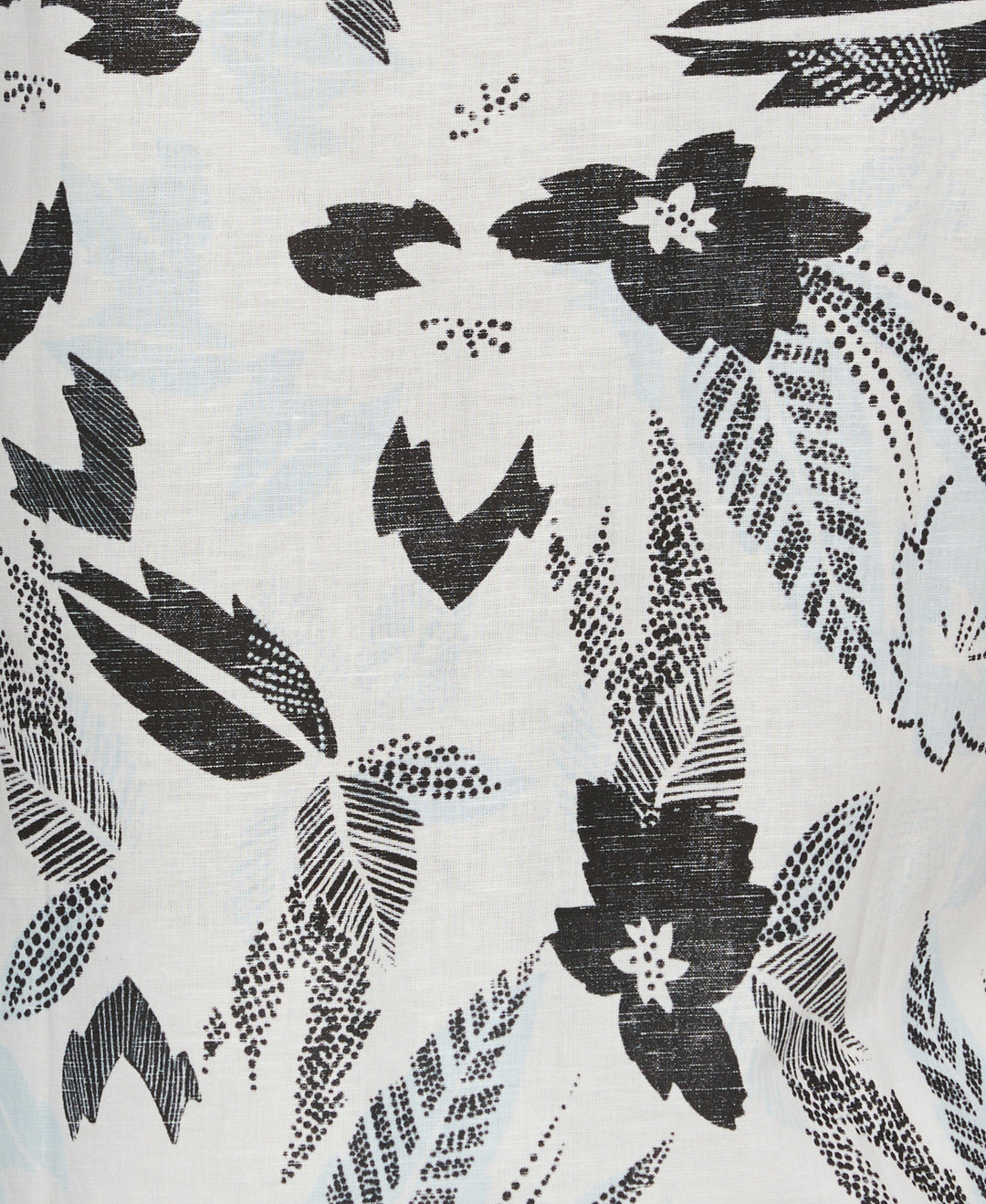 Linen Blend Abstract Floral Print Shirt (Brilliant White) 