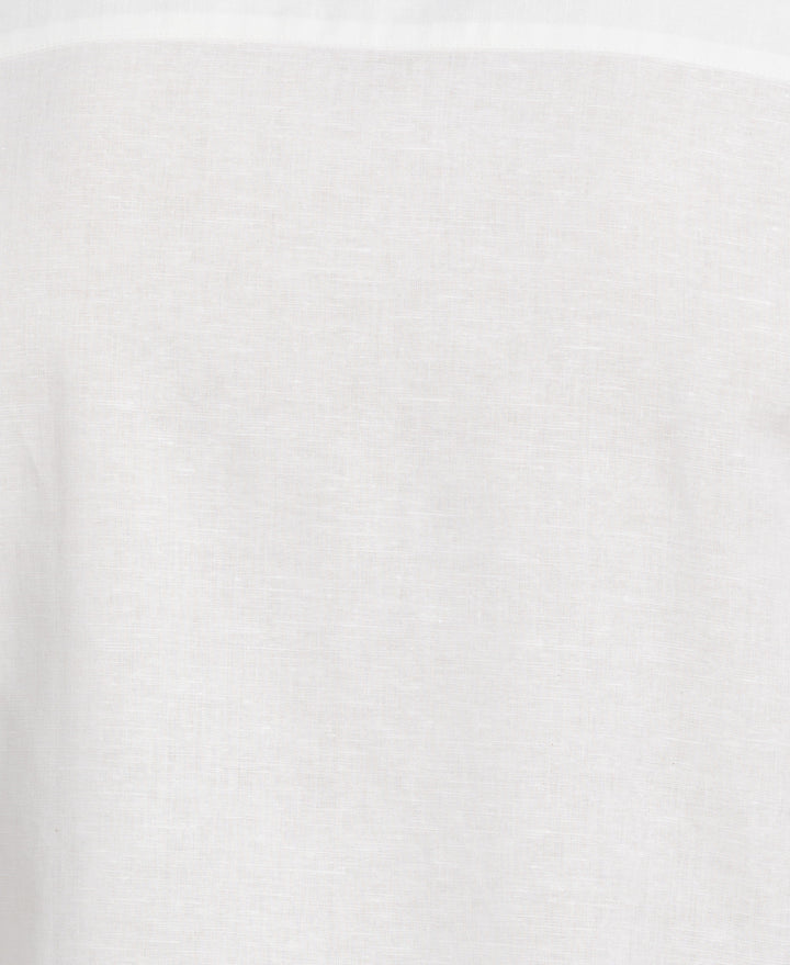 Linen-Blend Applique Panel Shirt (Brilliant White) 