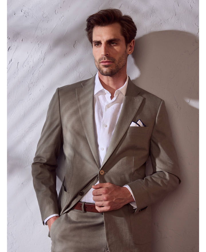 Linen Blend Burnt Olive Suit-Suit Set-Cubavera
