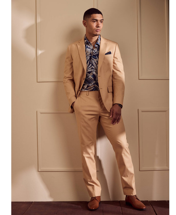 Linen Blend Camel Suit-Suit Set-Fast Bundle