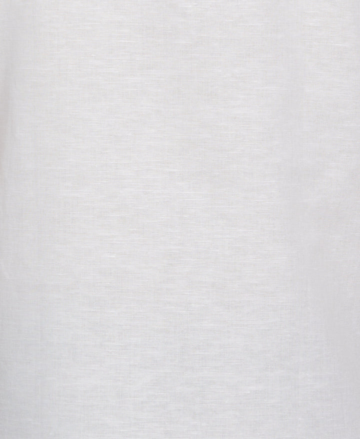 Linen Blend Chest Stripe Print Shirt (Brilliant White) 