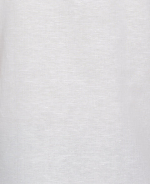 Linen Blend Chest Stripe Print Shirt (Brilliant White) 