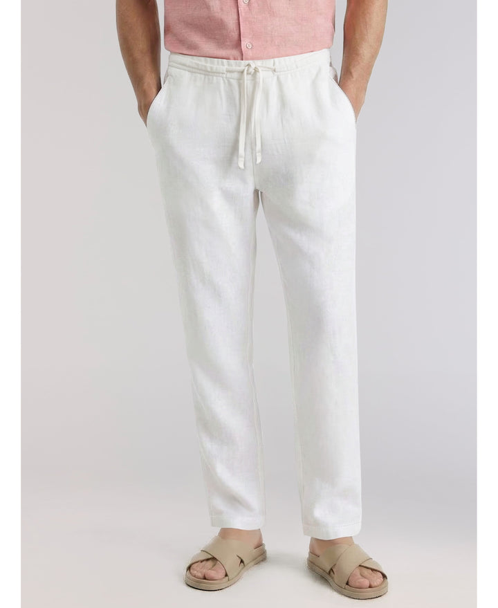 Linen-Blend Core Drawstring Pants-Pants-Brilliant White-S-30-Cubavera