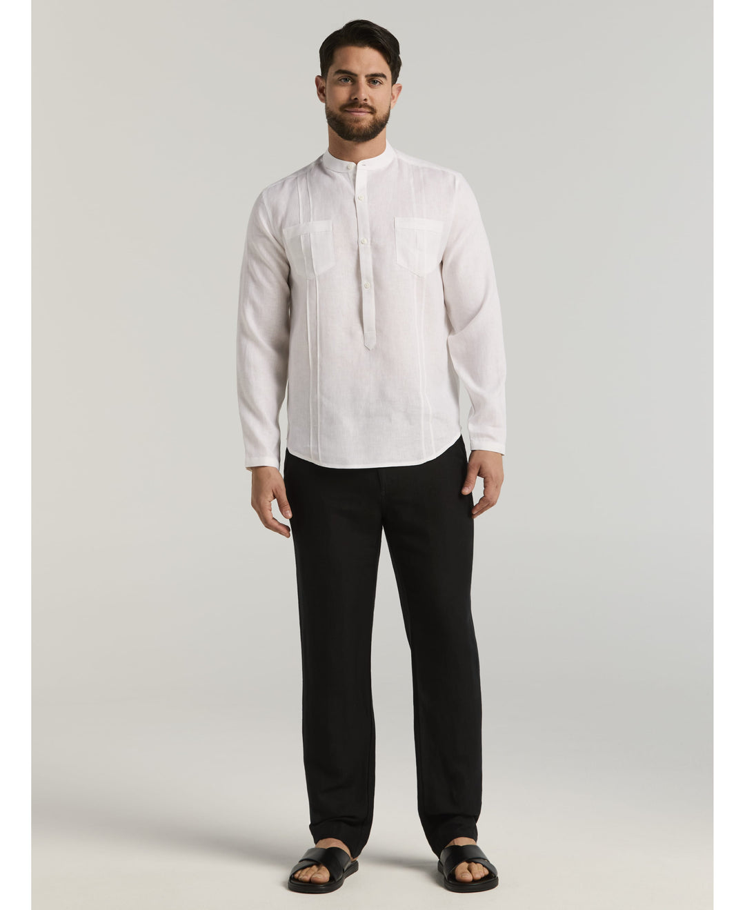 Linen-Blend Core Drawstring Pants-Pants-Cubavera