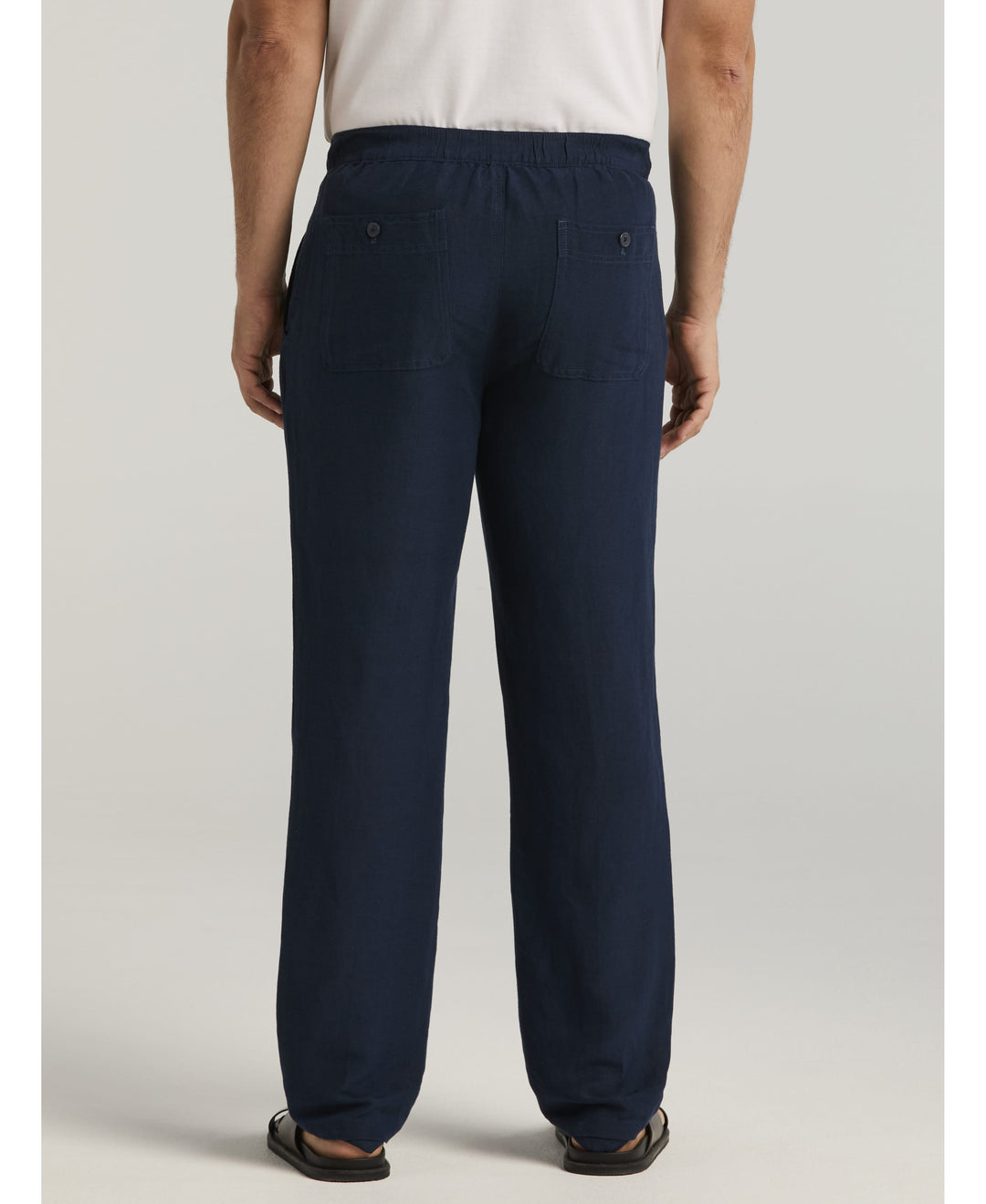 Linen-Blend Core Drawstring Pants-Pants-Cubavera