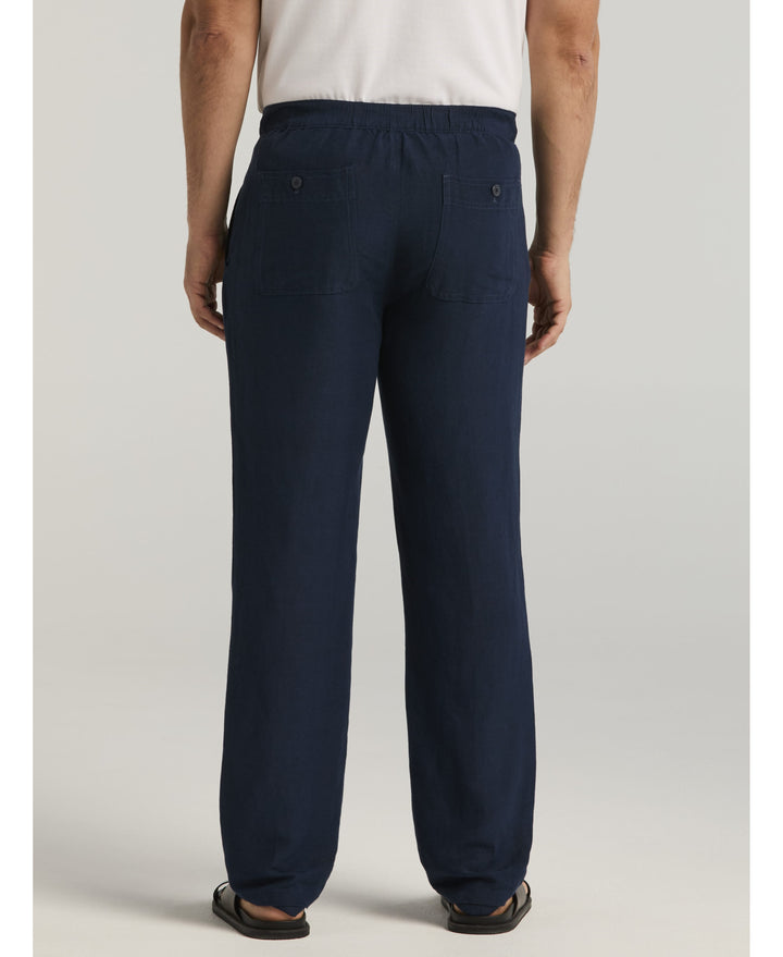 Linen-Blend Core Drawstring Pants-Pants-Cubavera