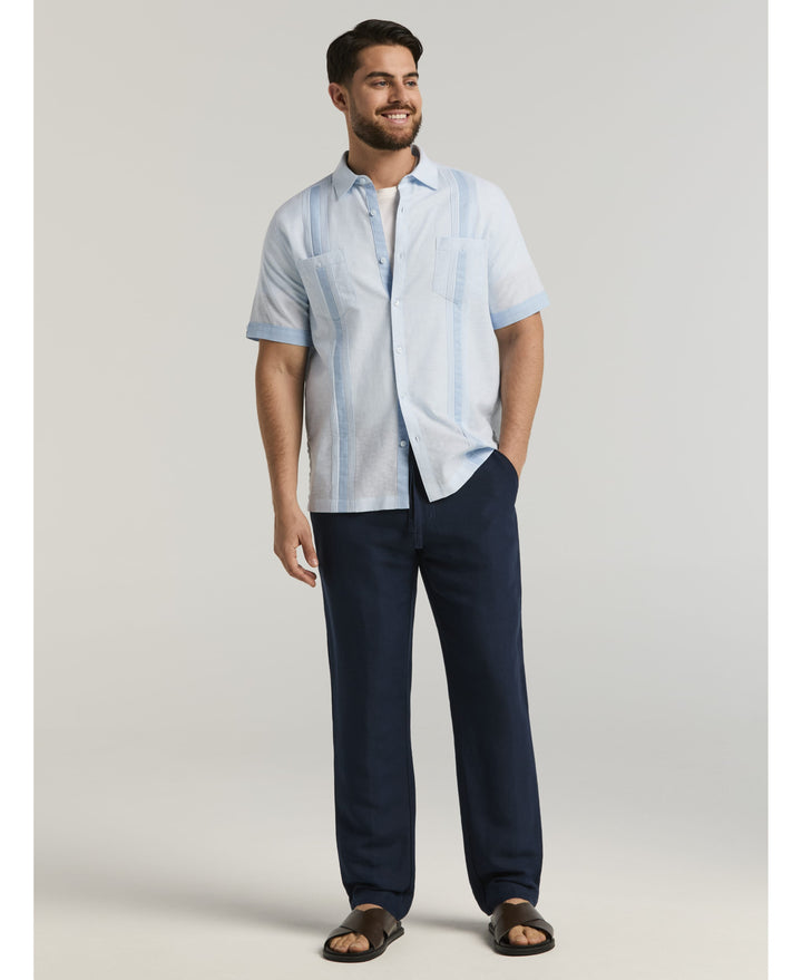 Linen-Blend Core Drawstring Pants-Pants-Cubavera