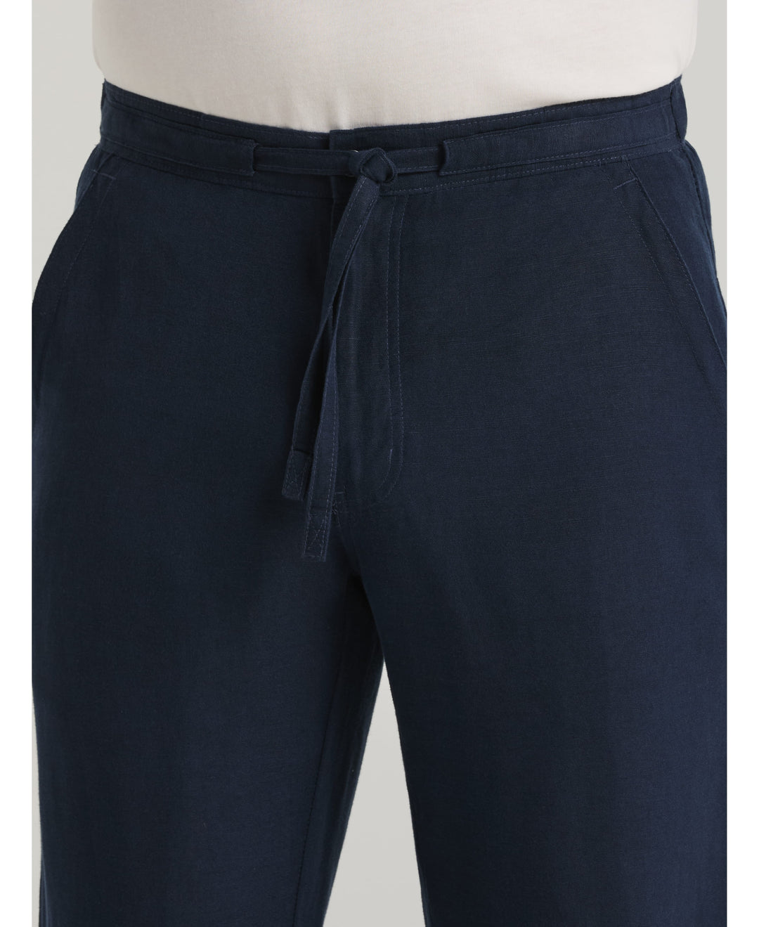 Linen-Blend Core Drawstring Pants-Pants-Cubavera