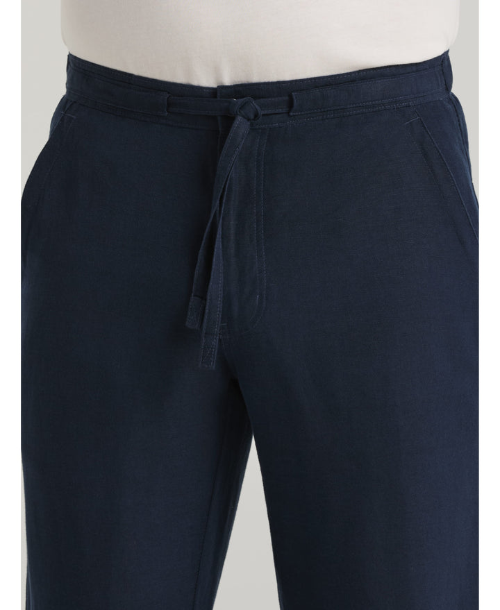 Linen-Blend Core Drawstring Pants-Pants-Cubavera