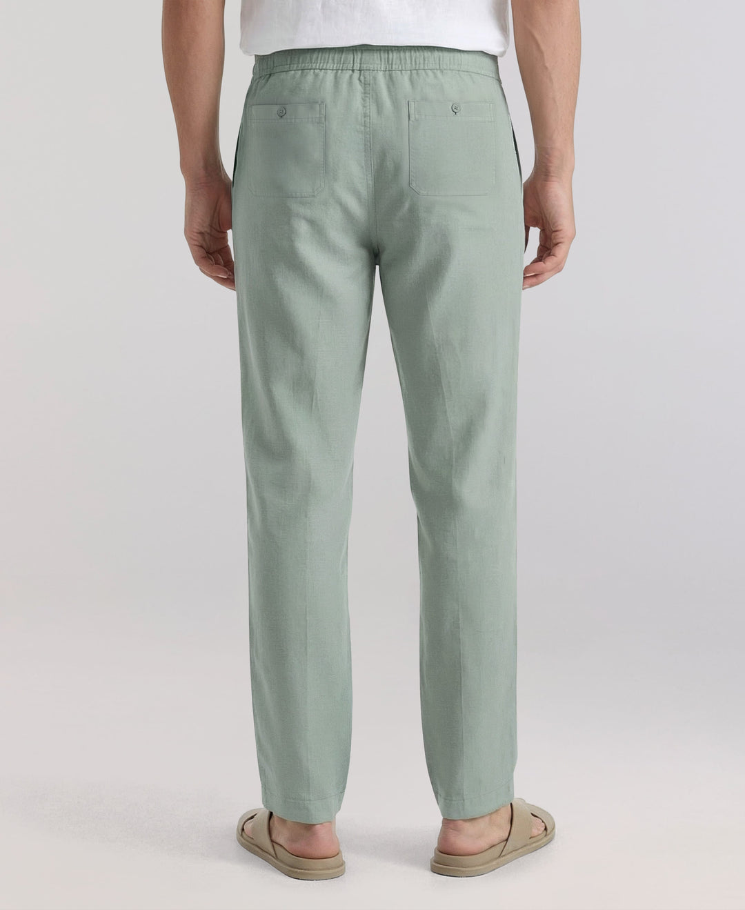 Linen Blend Drawstring Pant (Green Milieu) 