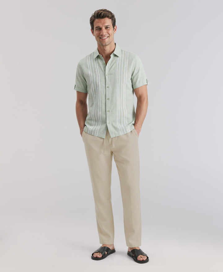 Linen Blend Drawstring Pant (Island Fossil) 
