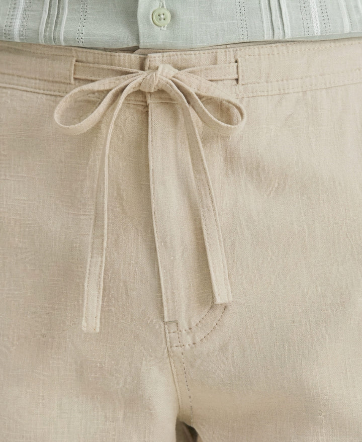 Linen Blend Drawstring Pant (Island Fossil) 