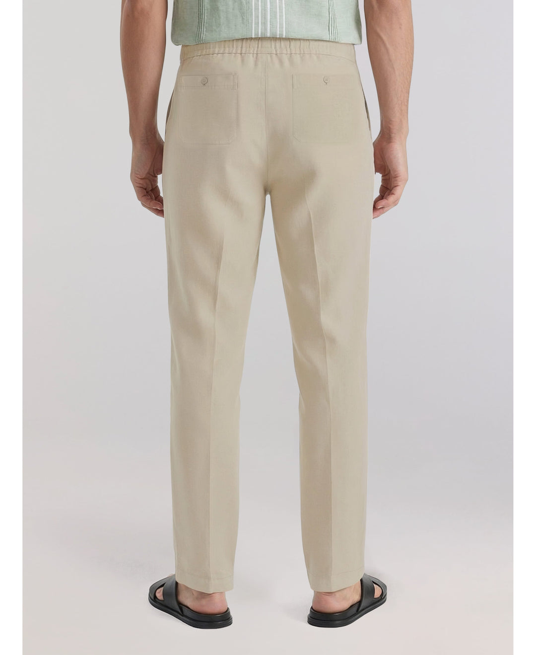 Linen-Blend Core Drawstring Pants-Pants-Cubavera
