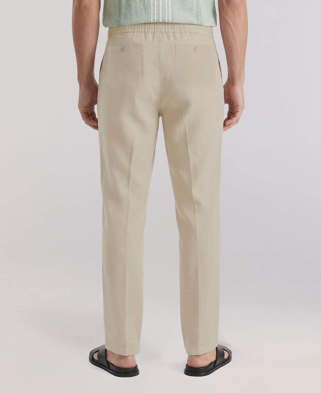 Linen Blend Drawstring Pant (Island Fossil) 