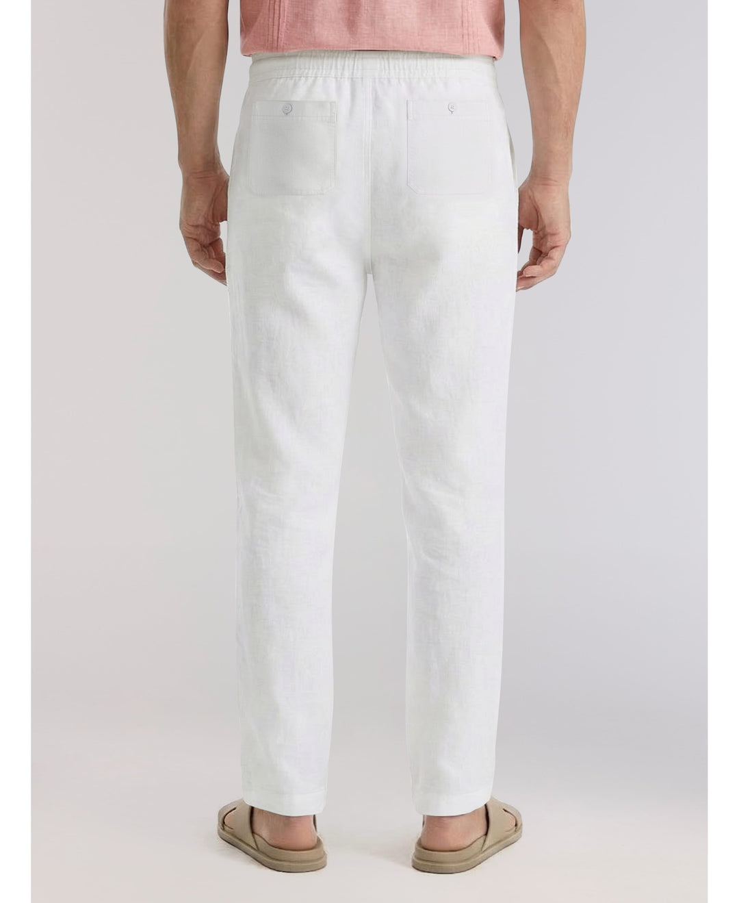 Linen-Blend Core Drawstring Pants-Pants-Cubavera