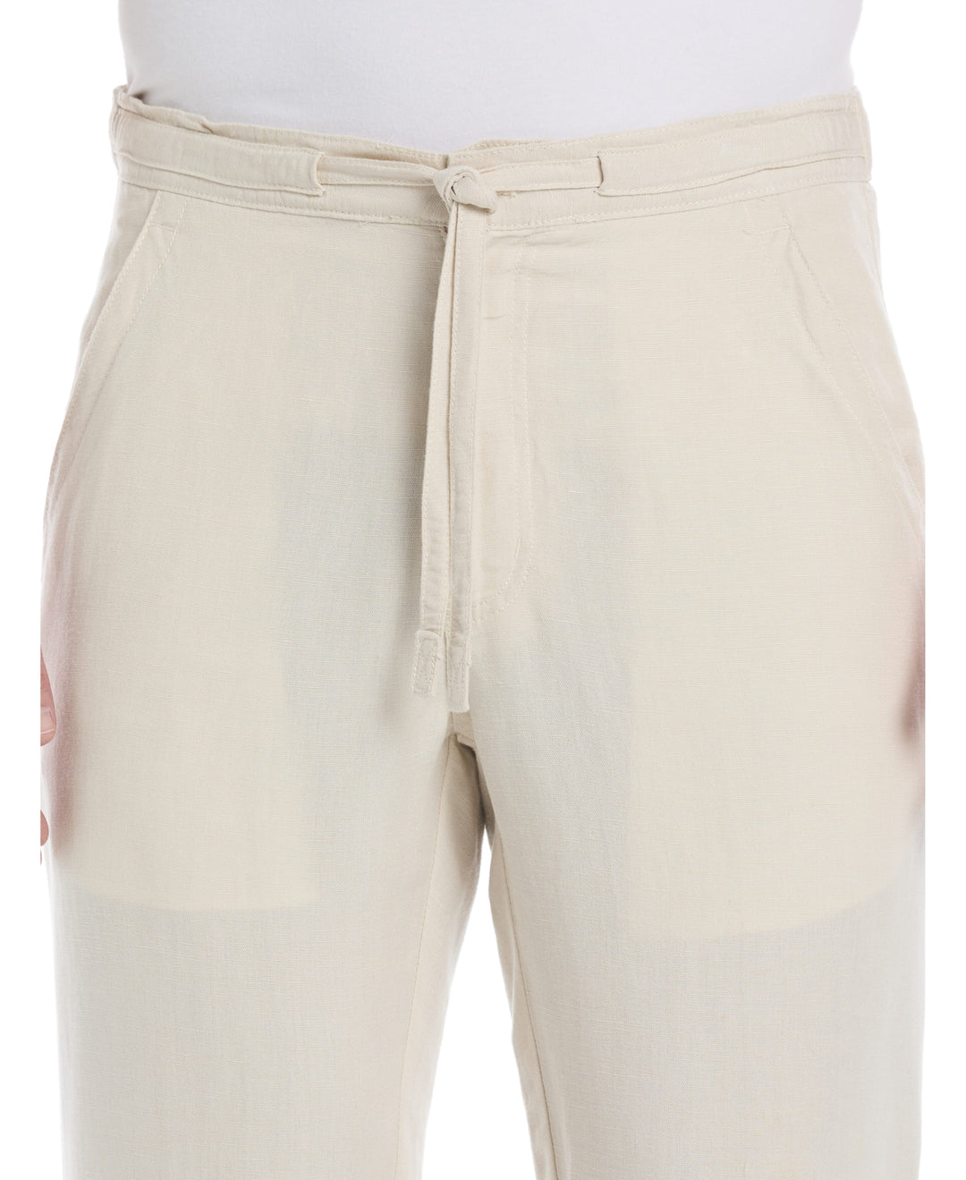Linen-Blend Core Drawstring Pants-Pants-Cubavera