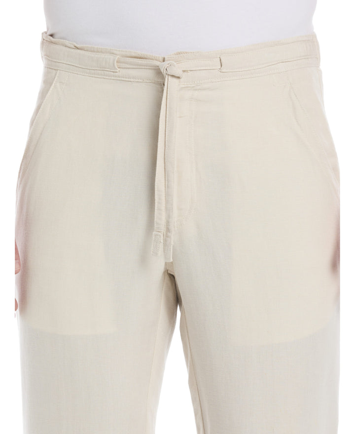 Linen-Blend Core Drawstring Pants-Pants-Cubavera